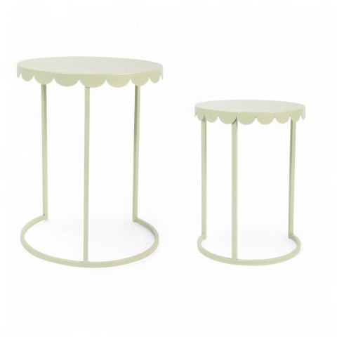 SET 2 TAVOLINI METALLO H.CM.51-41 VERDE